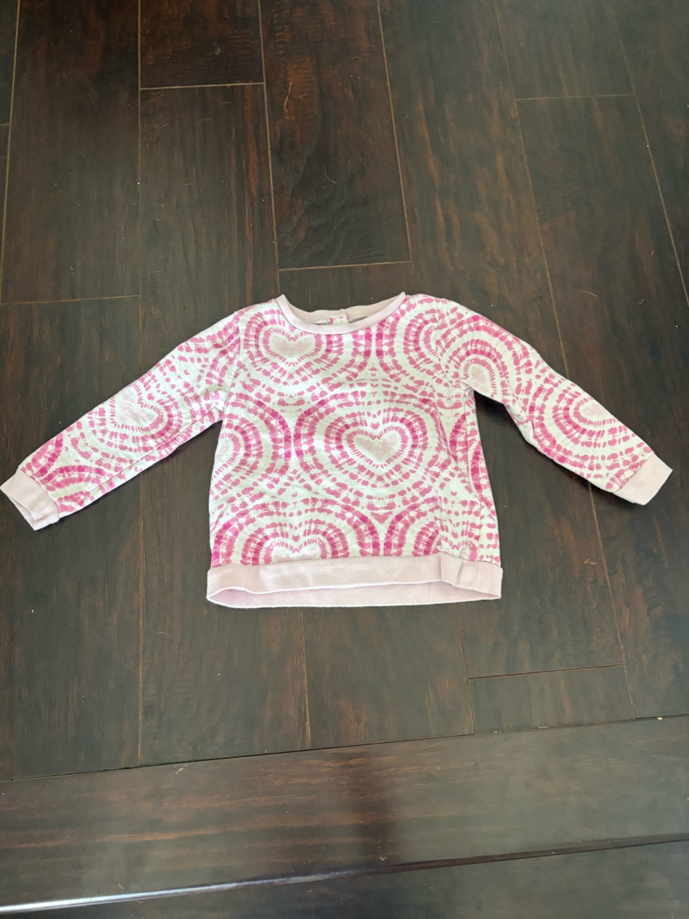 Crown & Ivy Kids Girls 3T Pink Tie Dye Heart Sweatshirt